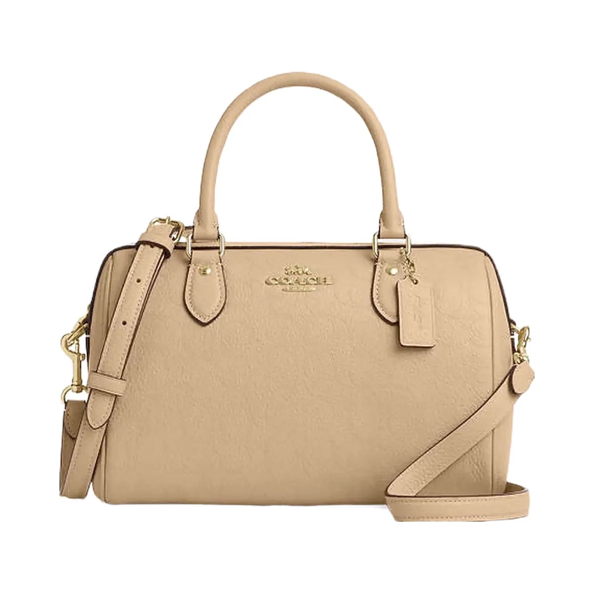 Coach Rowan Satchel Bag In Signature Leather Pebbled Leather-Im-Oat