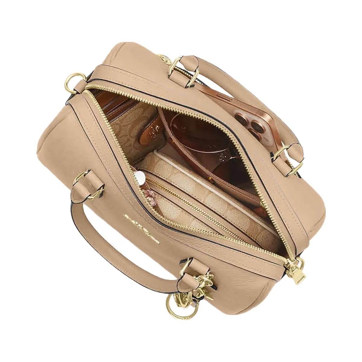 Coach Rowan Satchel Bag In Signature Leather Pebbled Leather-Im-Oat