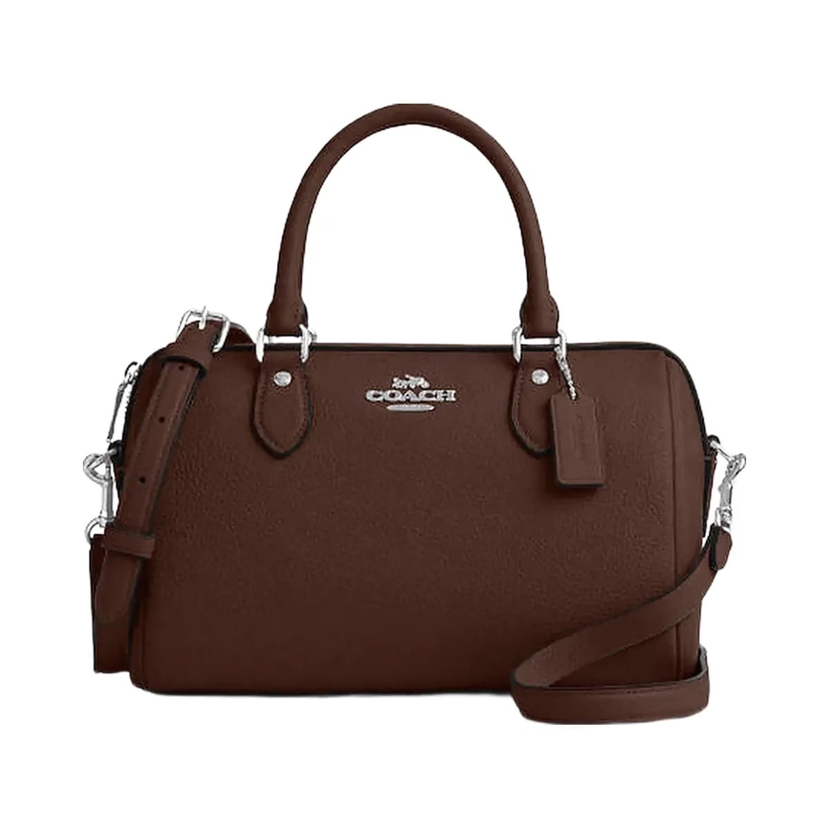 Coach Rowan Satchel Bag Pebbled Leather-Silver-Maple