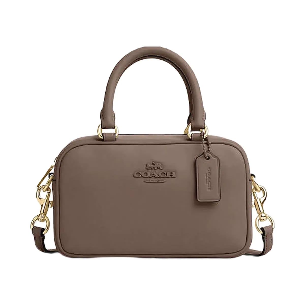 Coach Satchel Crossbody Smooth Leather-Gold-Dark Stone