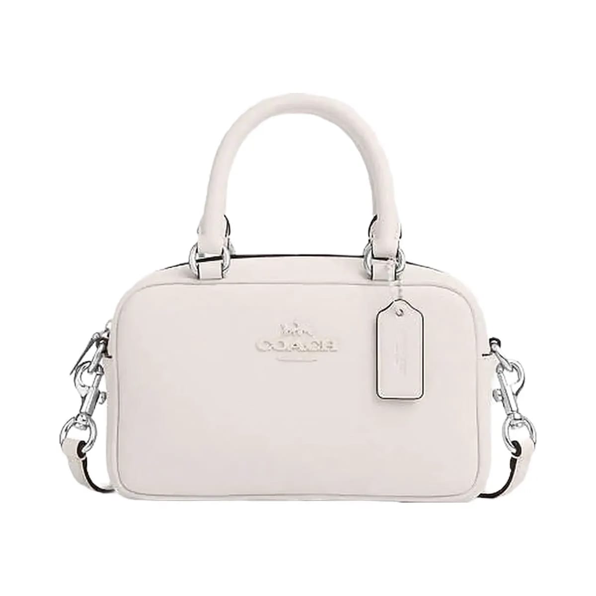 Coach Satchel Crossbody Smooth Leather-Silver-Chalk