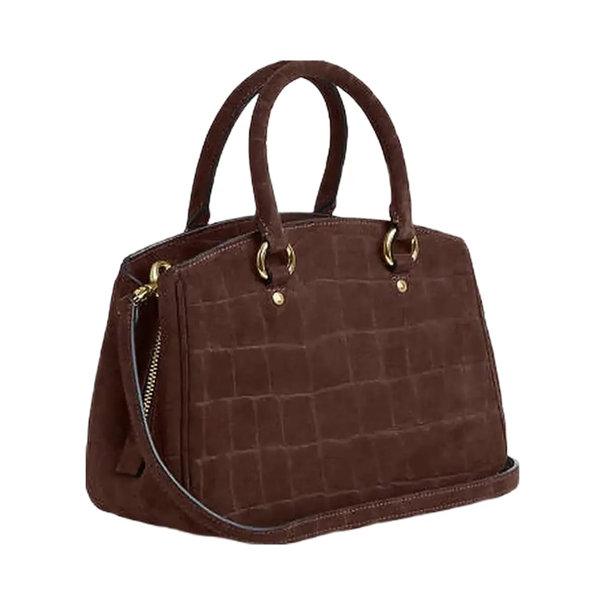 Coach Savannah Small Carryall Bag Embossed Crocodile-Gold-Maple