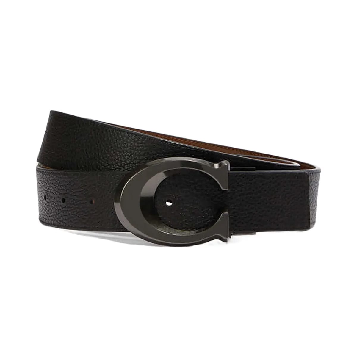 Coach Black Signature Textured Leather Cut To Size Belt