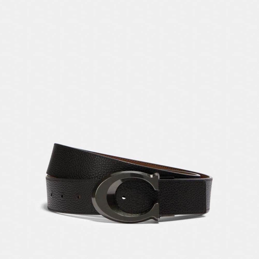 Coach Black Signature Textured Leather Cut To Size Belt