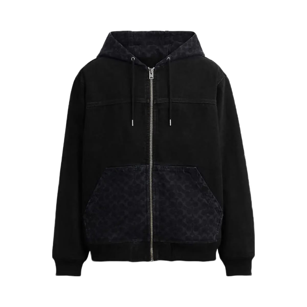 Coach Signature Denim Zip Jacket Black Wash