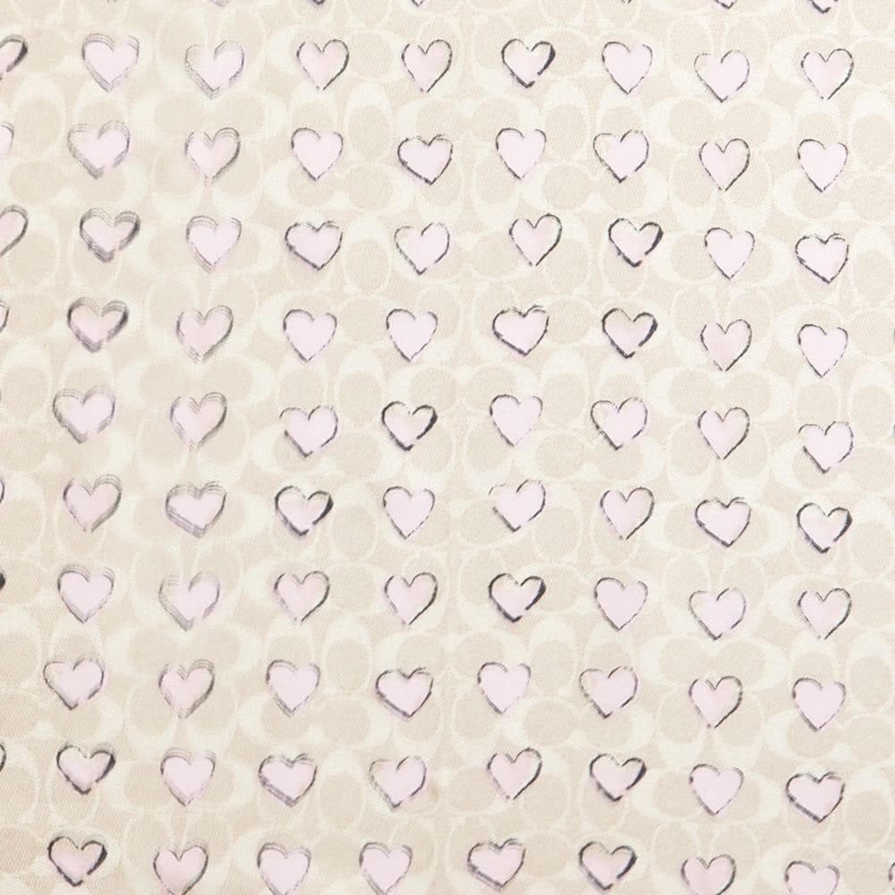 Coach Signature Doodle Heart Print Silk Square Scarf Sand-Pink
