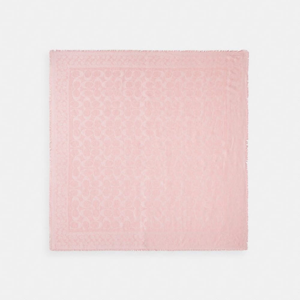 Coach Signature Oversized Square Scarf Dusty Pink