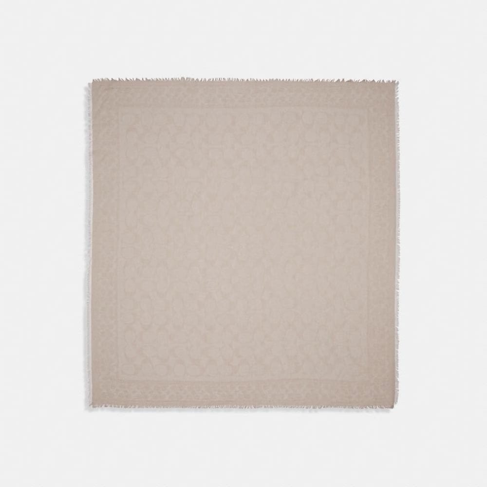 Coach Signature Oversized Square Scarf Oatmeal