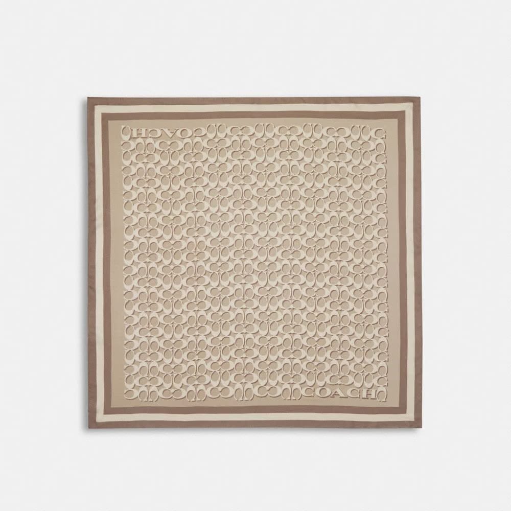 Coach Signature Print Silk Square Scarf Bone