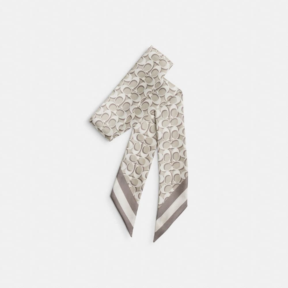 Coach Signature Silk Skinny Scarf Silk-Bone
