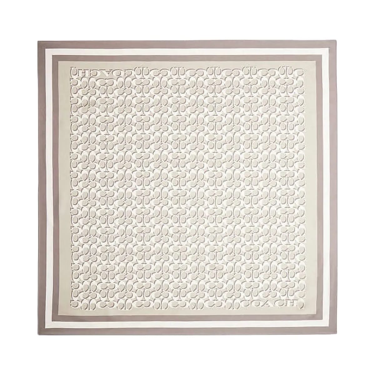 Coach Signature Silk Square Scarf Silk-Bone