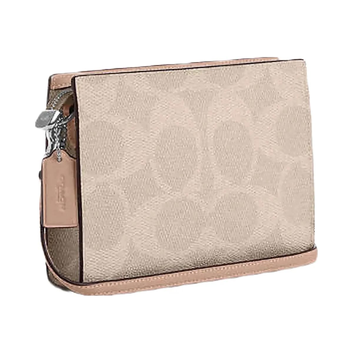 Coach Slim Crossbody Bag In Signature Canvas Signature Canvas-Silver-Sand-Taupe