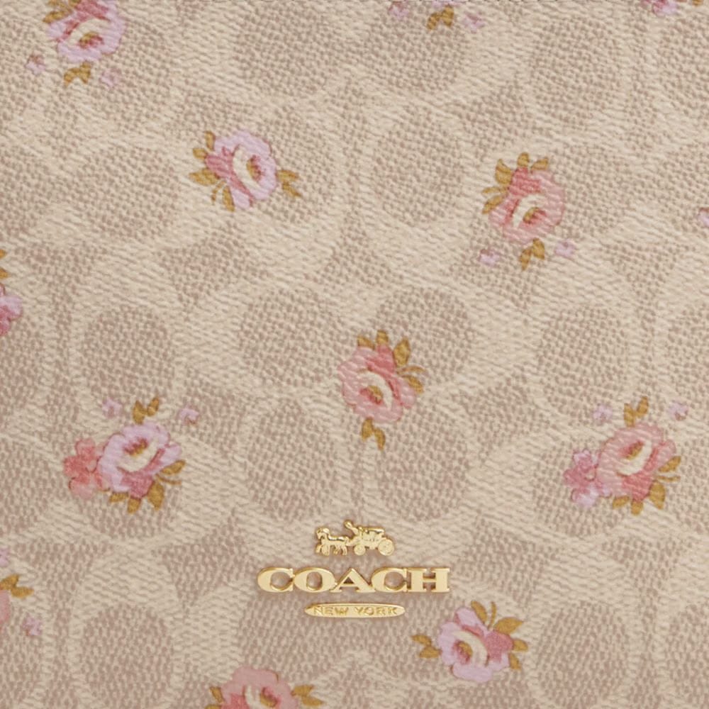 Coach Slim Crossbody Bag In Signature Canvas With Floral Print Gold-Sand Multi