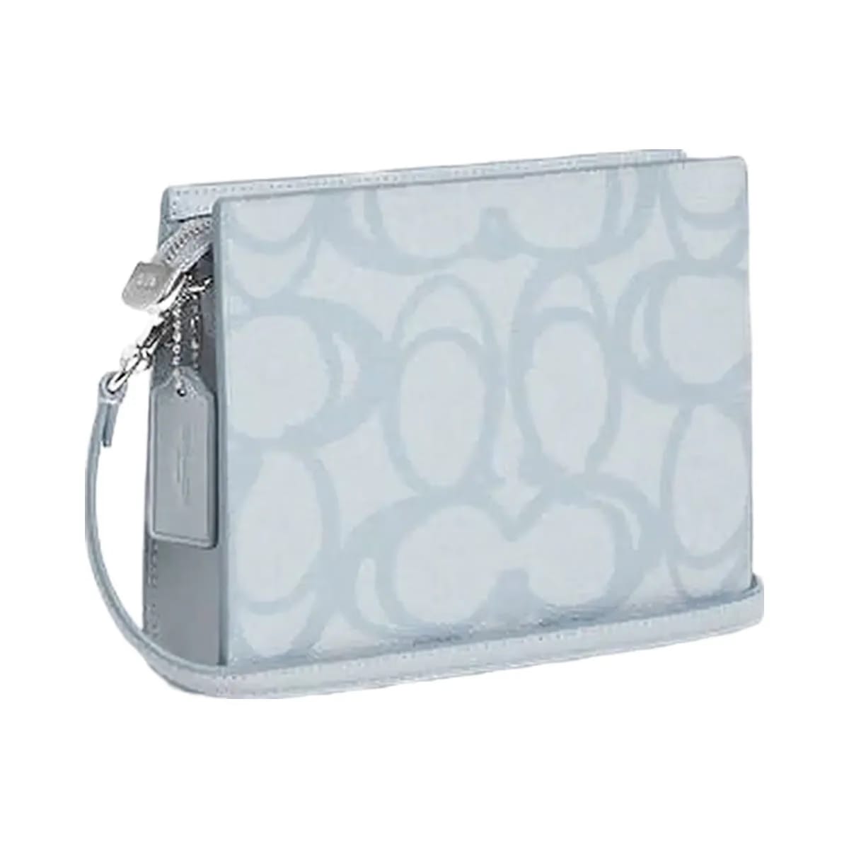 Coach Slim Crossbody Bag In Sketch Signature Canvas Signature Canvas-Silver-Ice Blue