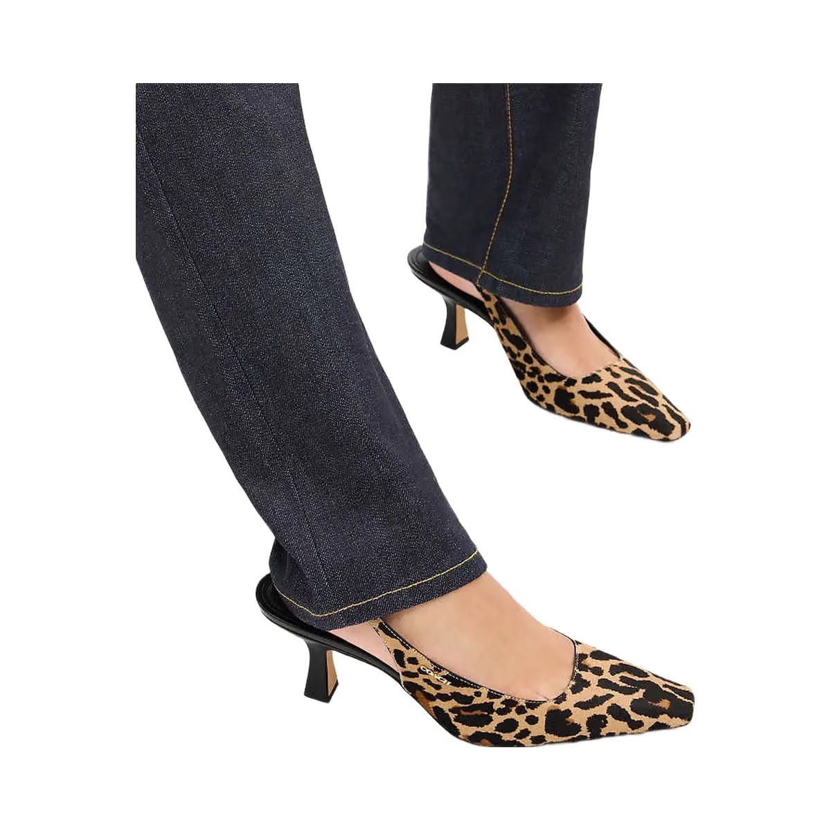 Coach Slingback Heel With Leopard Print Tan & Black