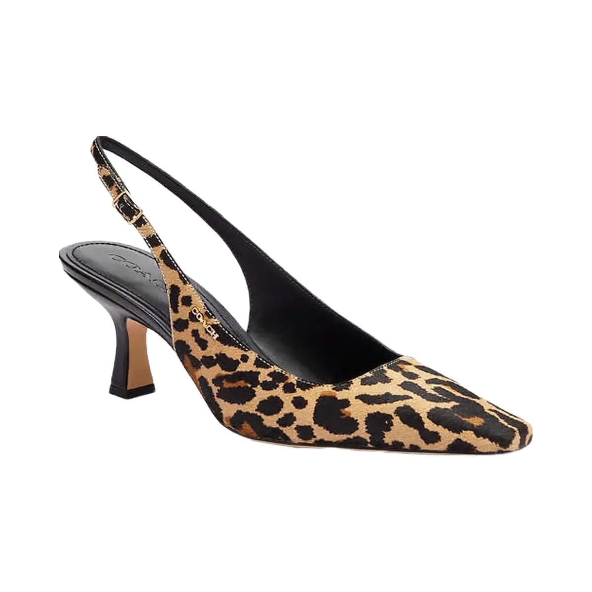 Coach Slingback Heel With Leopard Print Tan & Black