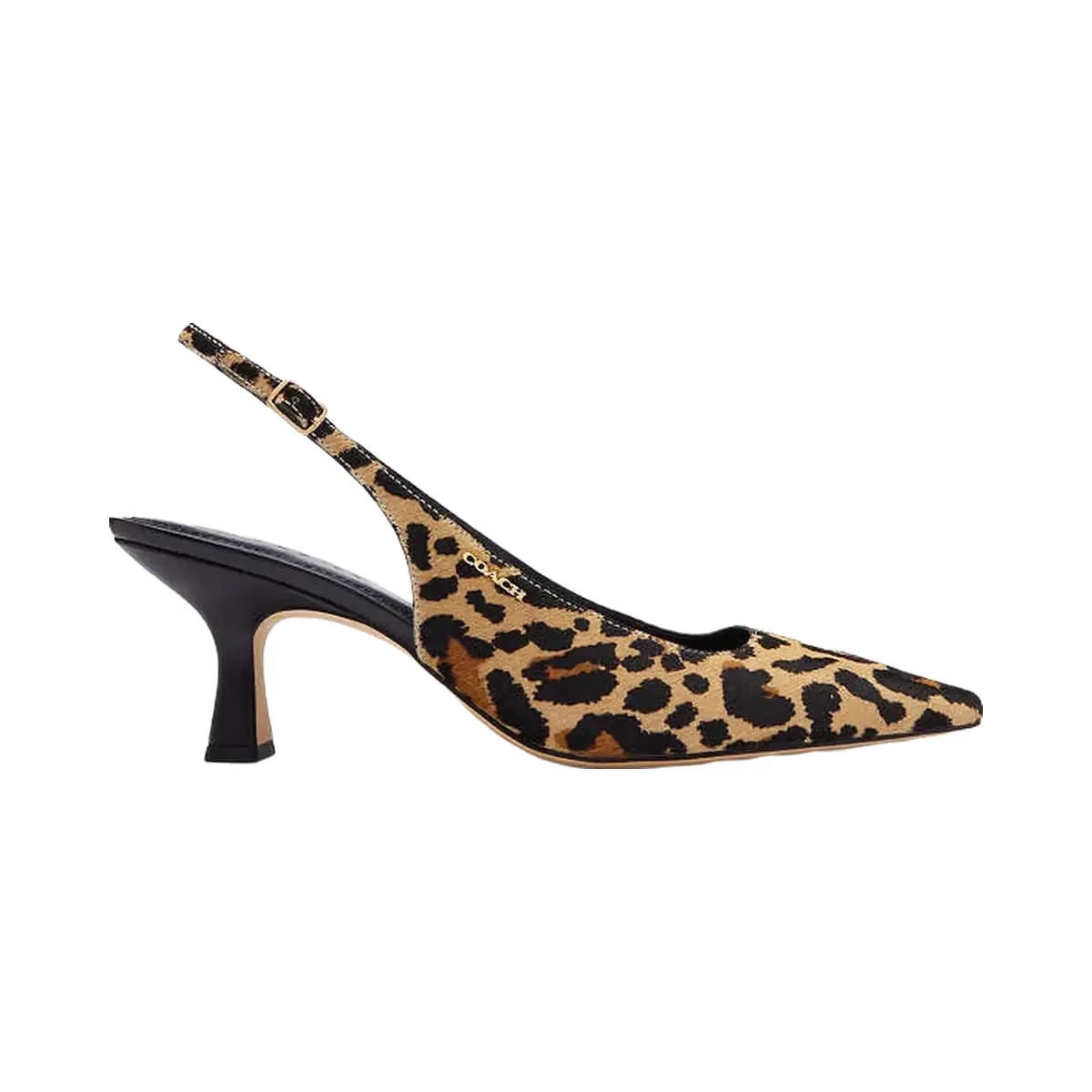 Coach Slingback Heel With Leopard Print Tan & Black