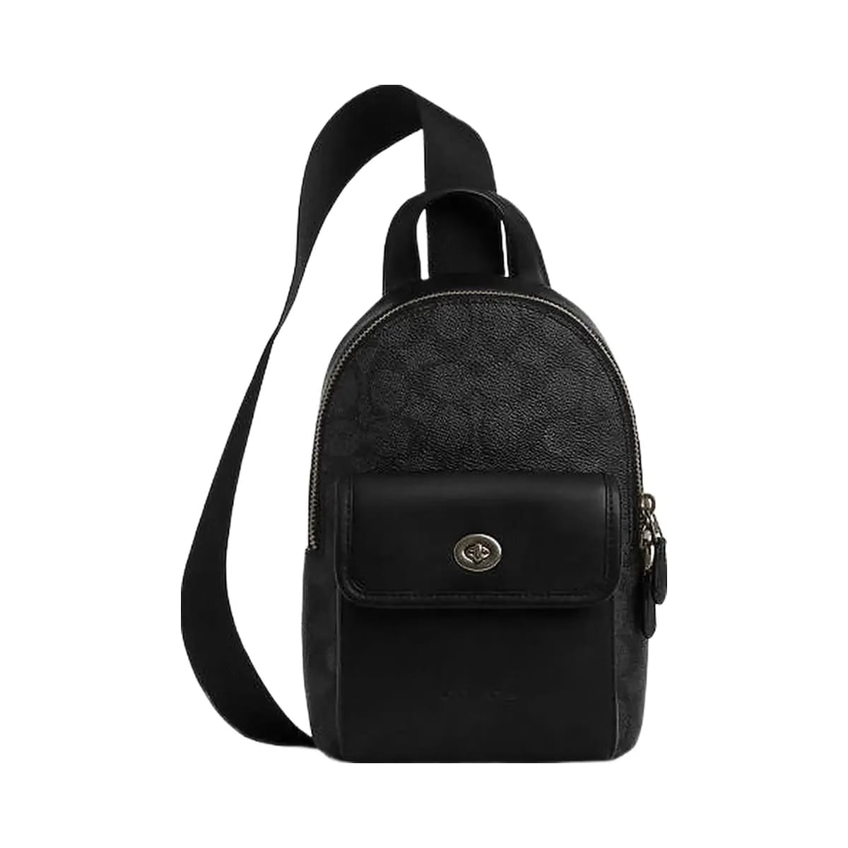 Coach Small Turnlock Sling Pack In Signature Canvas Signature Canvas-Gunmetal-Charcoal-Black