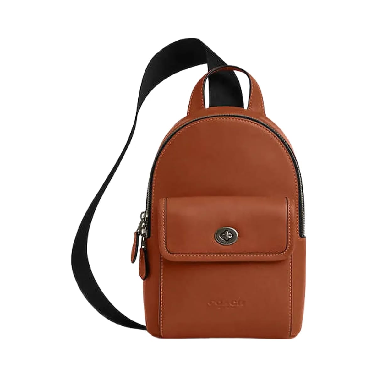Coach Small Turnlock Sling Pack Smooth Leather-Gunmetal-Tan