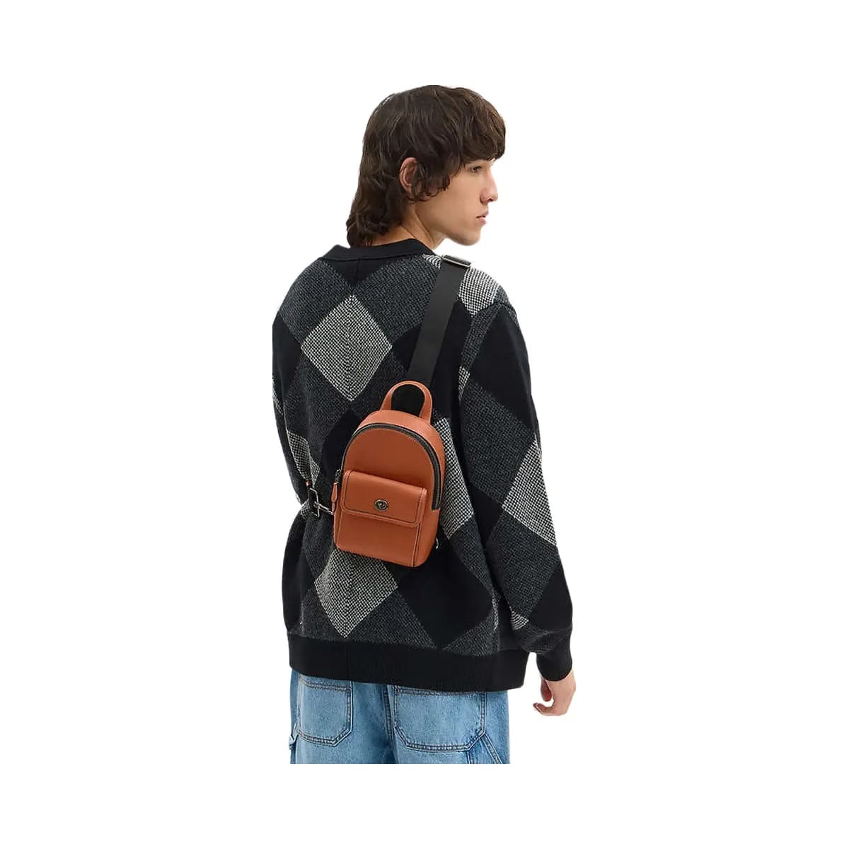 Coach Small Turnlock Sling Pack Smooth Leather-Gunmetal-Tan