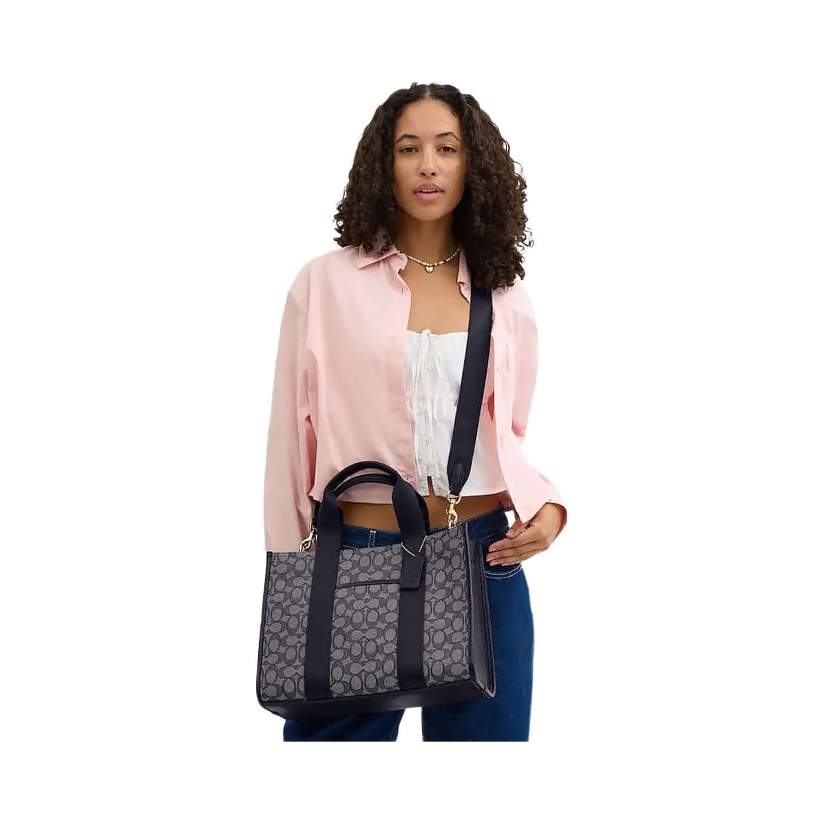 Coach Smith Tote Bag In Signature Jacquard Signature Jacquard-Gold-Navy-Midnight Navy