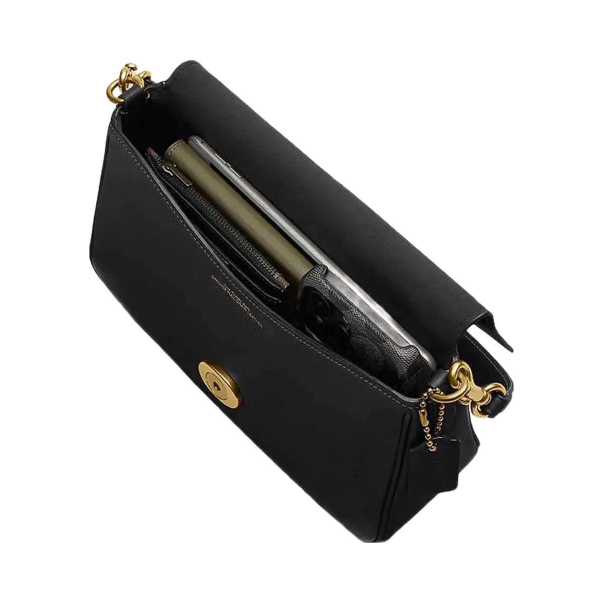 Coach Soft Tabby Shoulder Bag Smooth Leather-Brass-Black