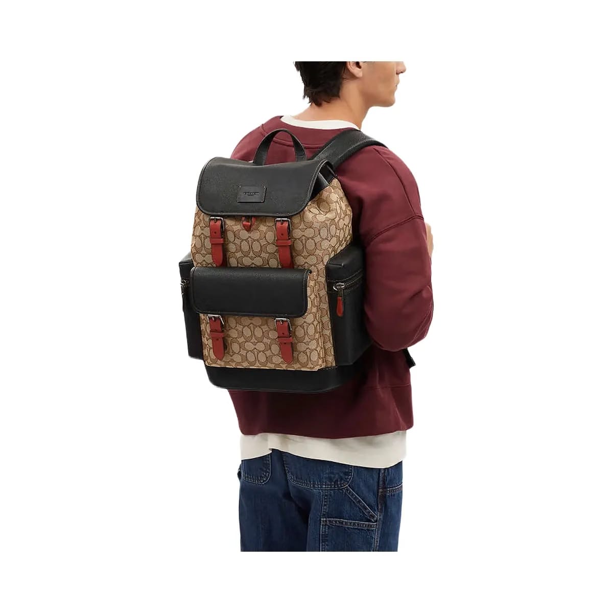 Coach Sprint Backpack In Signature Jacquard Signature Canvas-Black Antique Nickel-Khaki-Black Multi