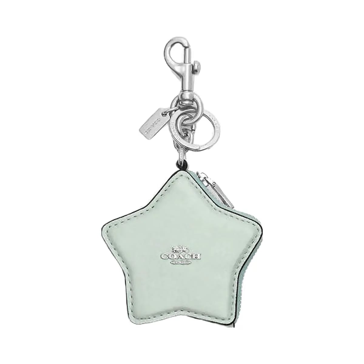 Coach Star Bag Charm Pearlized Leather-Silver-Green