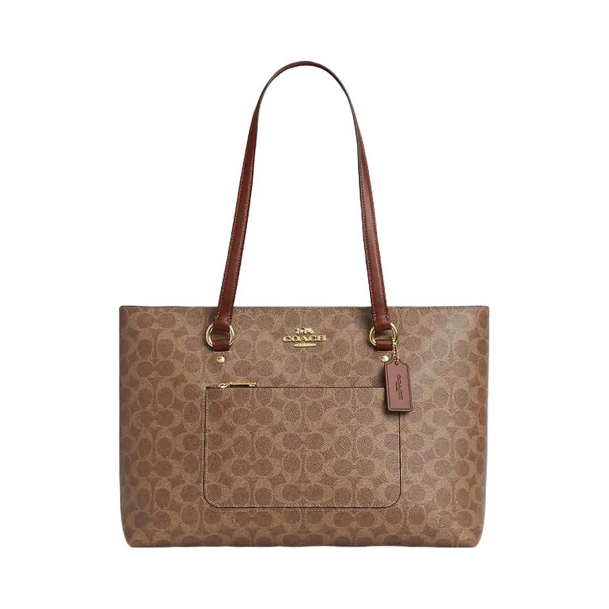 Coach Station Tote Bag In Signature Canvas Signature Canvas-Gold-Tan-Brown