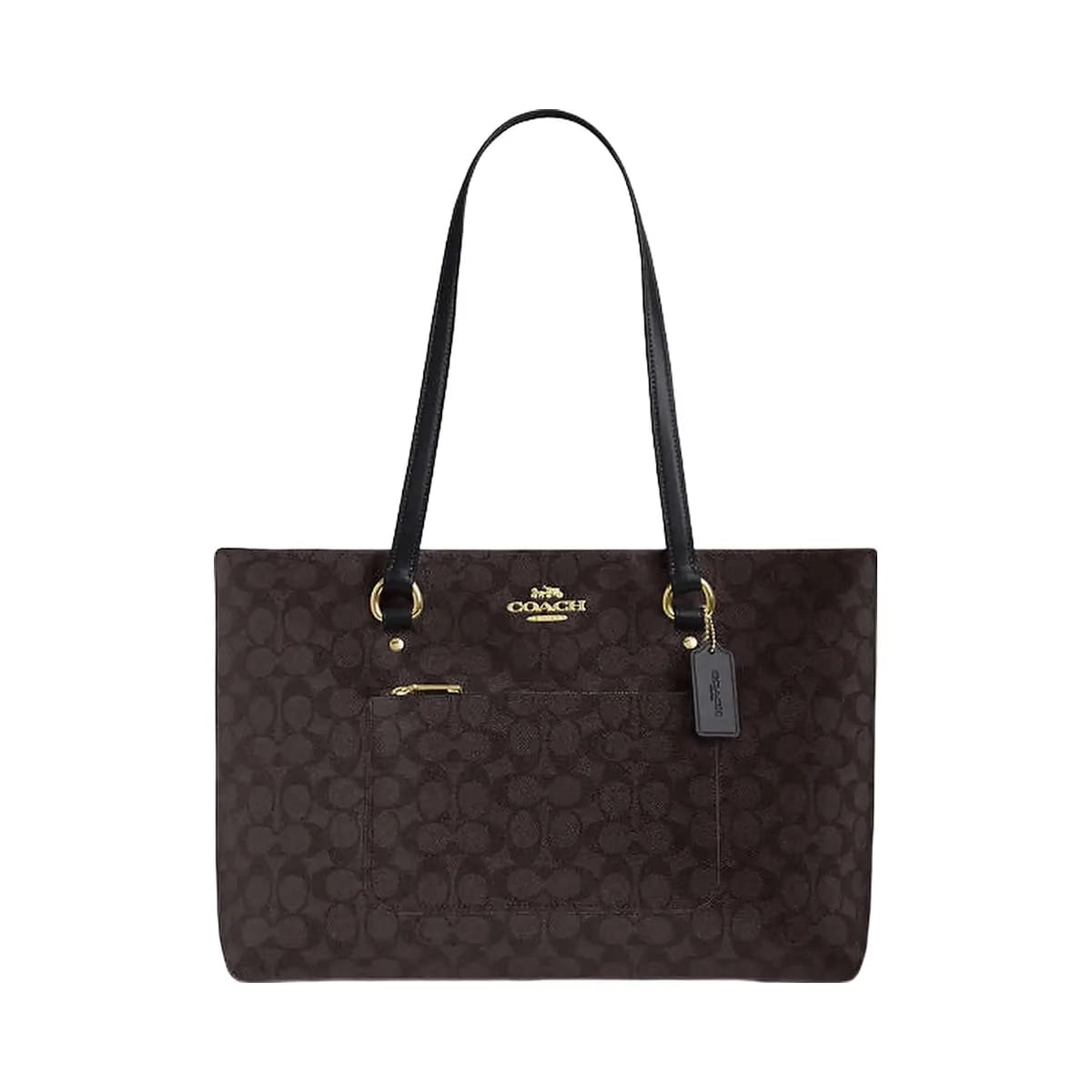 Coach Station Tote Bag In Signature Canvas Signature Canvas-Gold-Walnut-Black