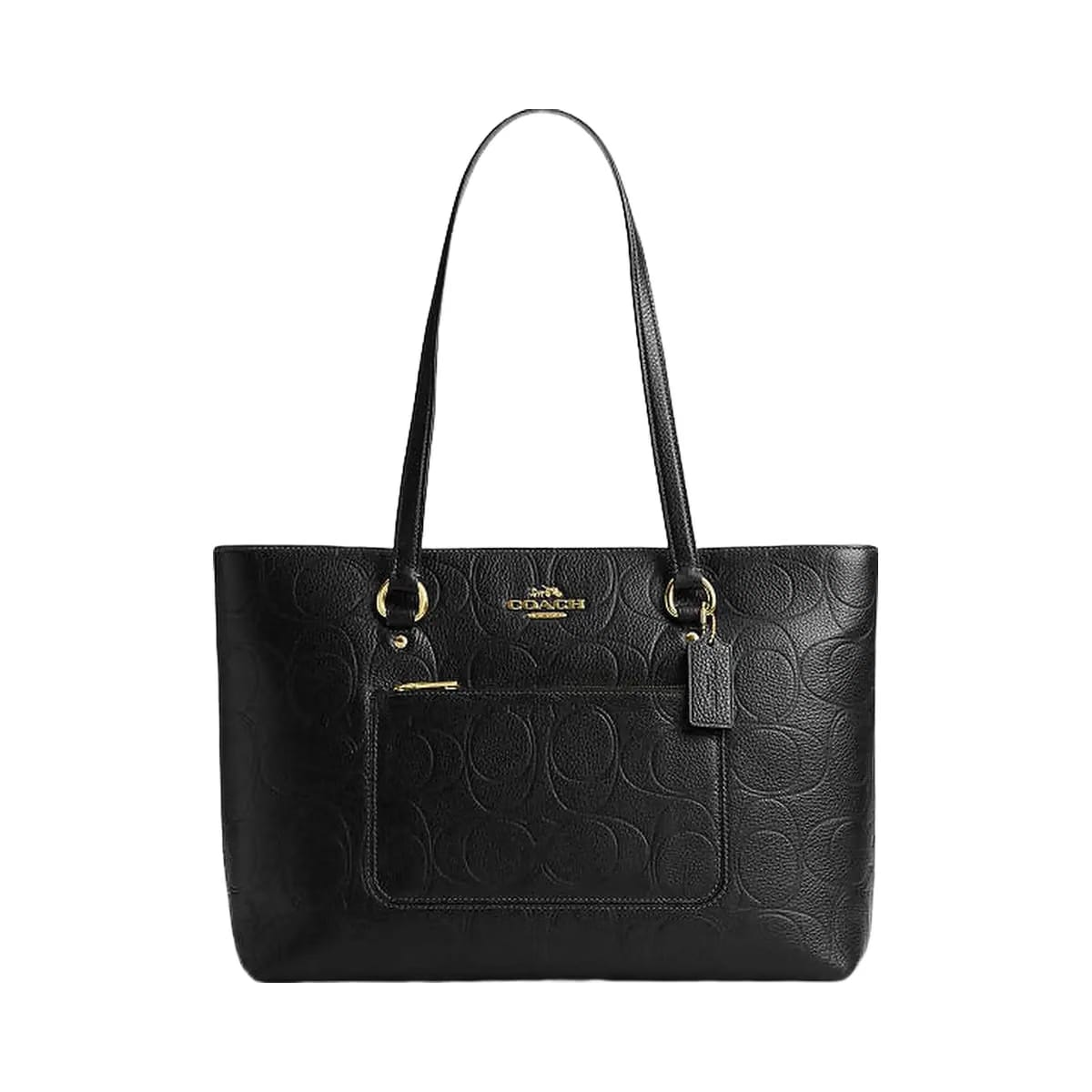 Coach Station Tote Bag In Signature Leather Pebbled Leather-Gold-Black