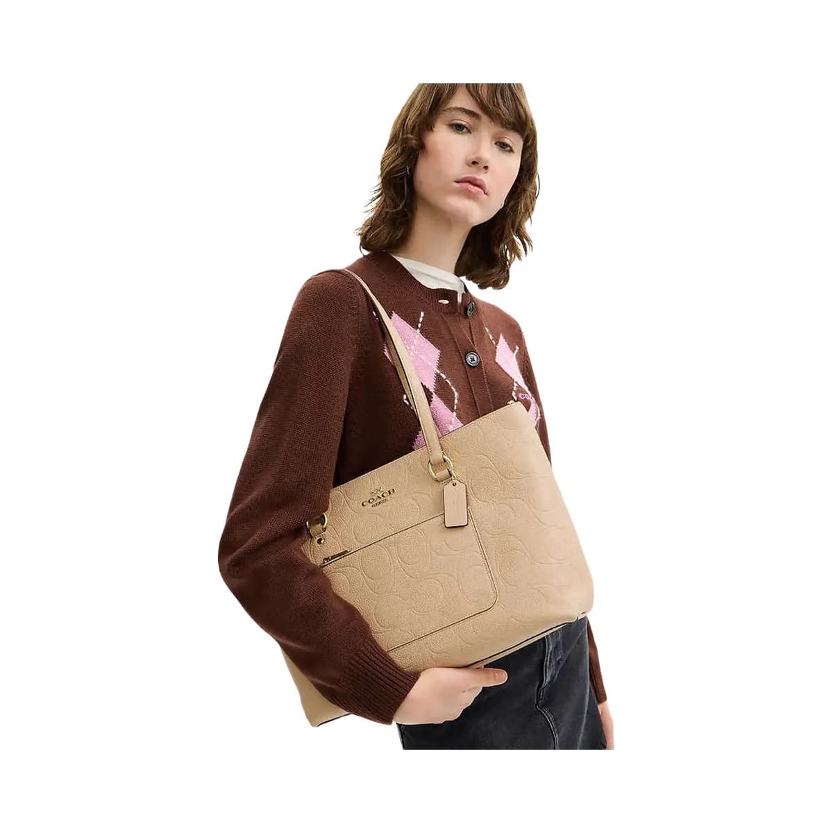 Coach Station Tote Bag In Signature Leather Pebbled Leather-Im-Oat