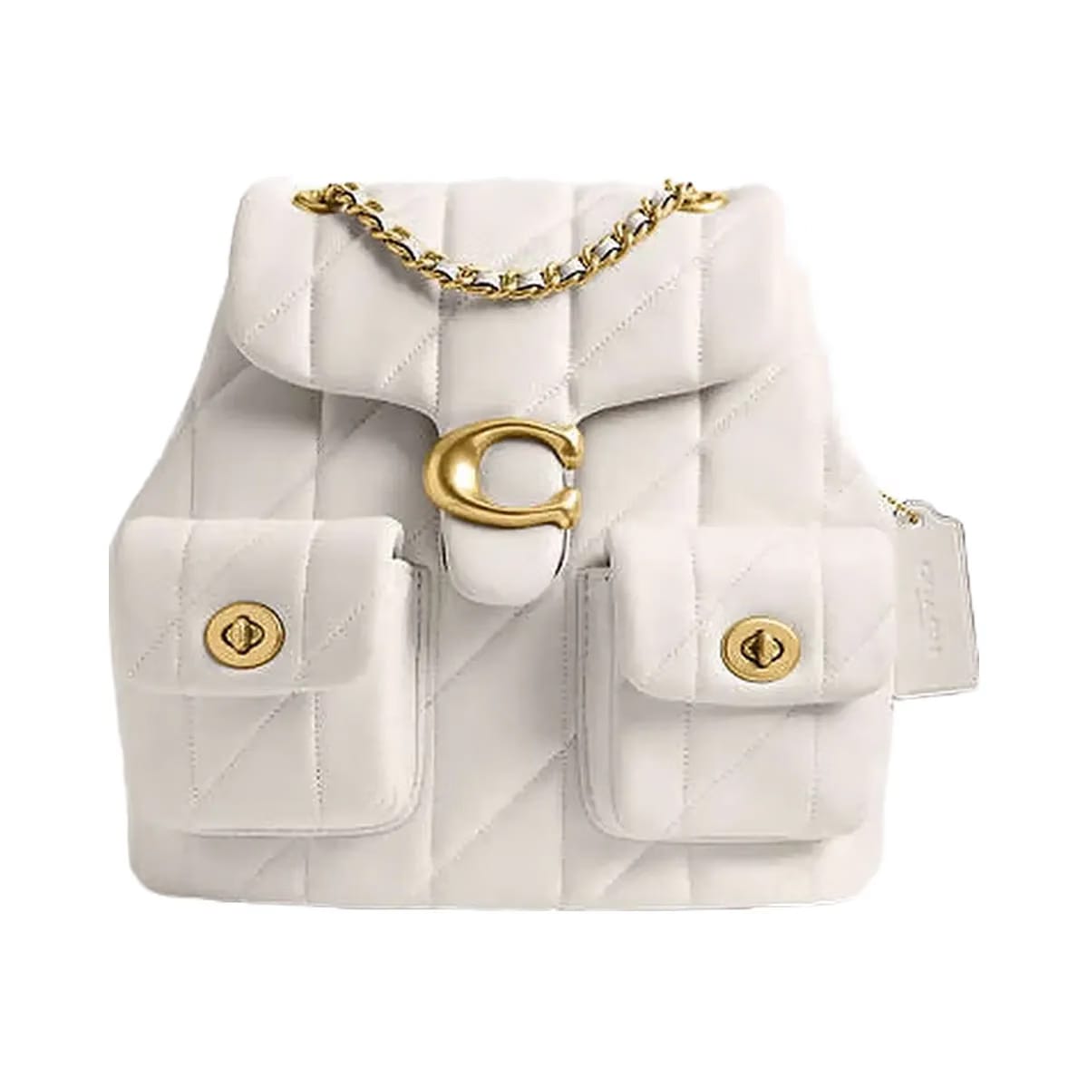 Coach Tabby Backpack With Pillow Quilting Nappa Leather-Brass-Chalk