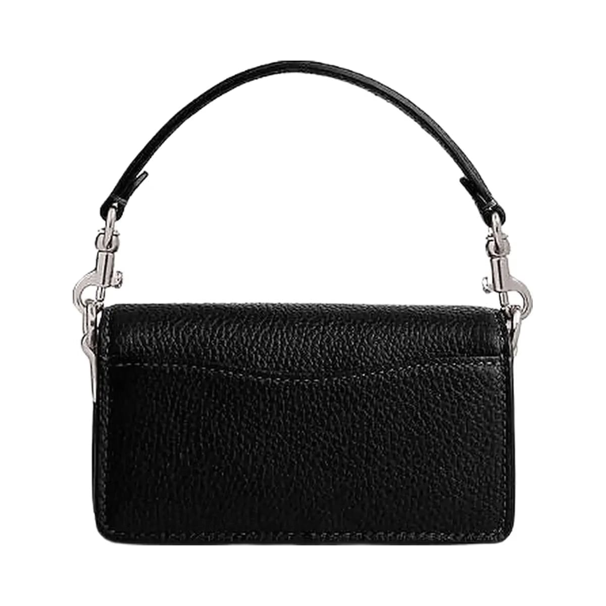 Coach Tabby Bag 12 Polished Pebble Leather-Silver-Black