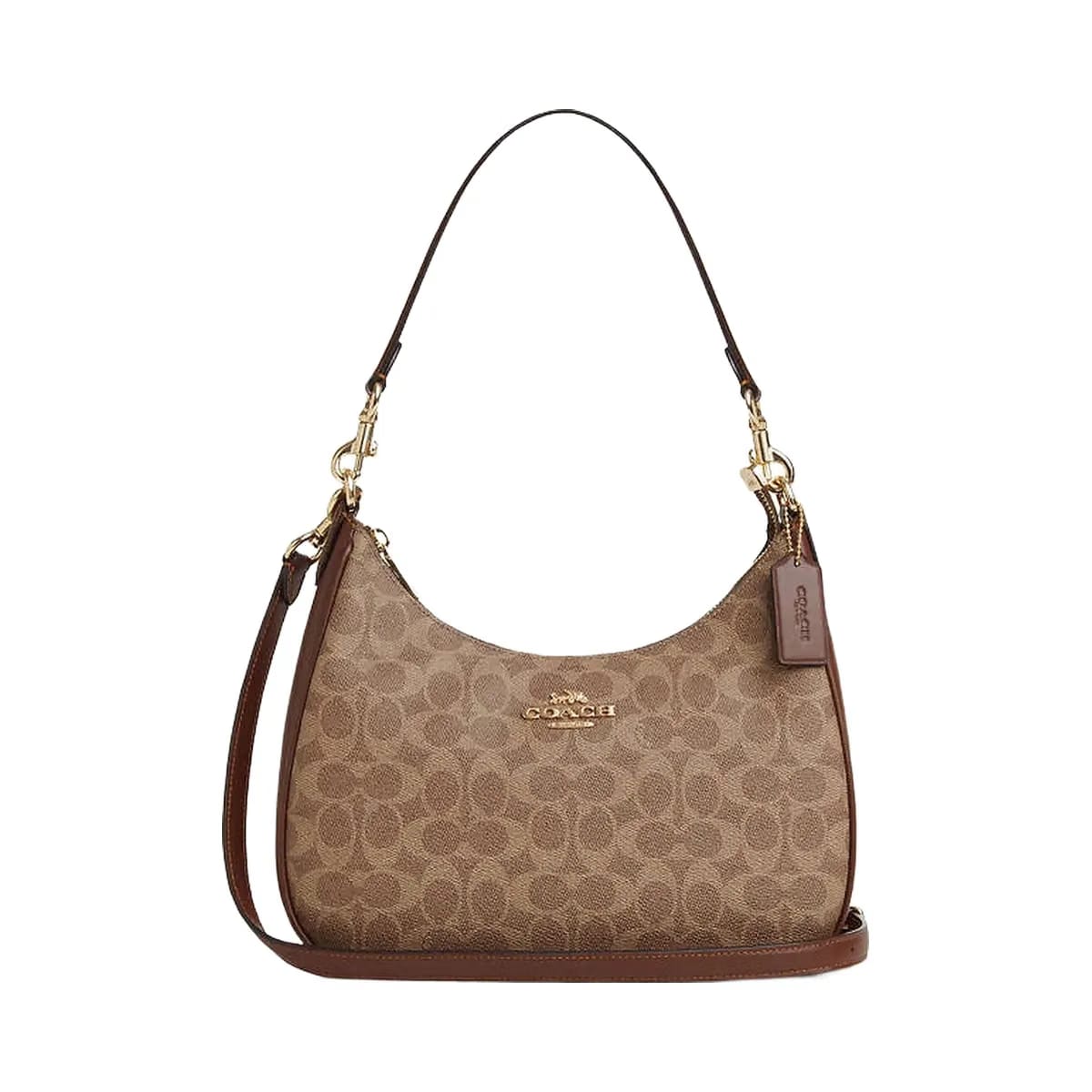 Coach Teri Hobo Bag In Signature Canvas Signature Canvas-Gold-Tan-Brown