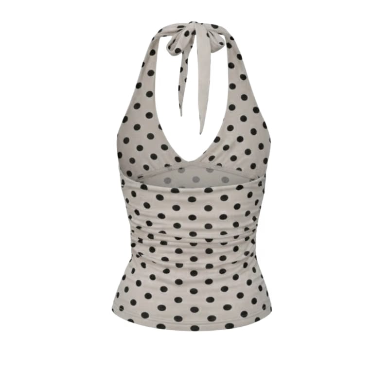 POLKA DOT HALTER NECK TOP