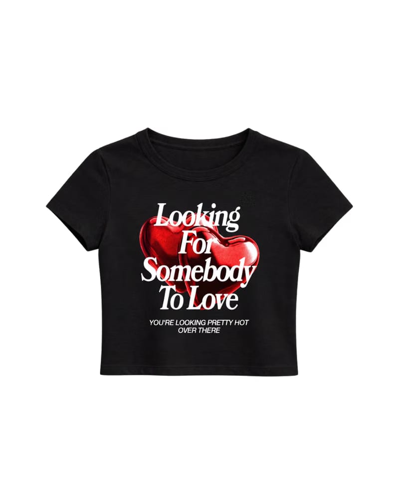 SOMEBODY TO LOVE BABY TEE - BLACK