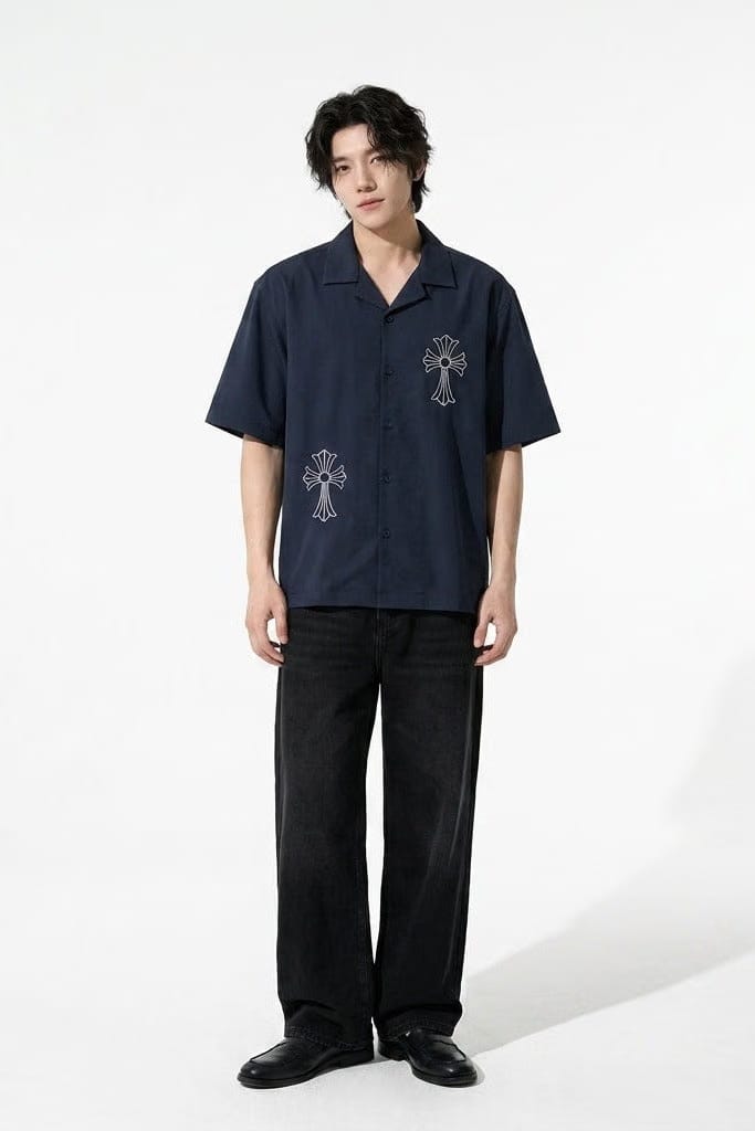 City Off Domes Abstract Route Blue Bowling Shirt