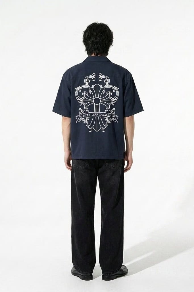 City Off Domes Abstract Route Blue Bowling Shirt