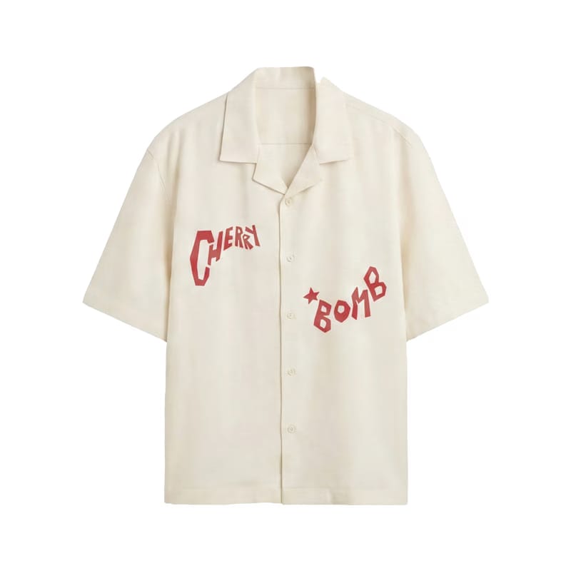 City Off Domes Cherry Fever Lanes White Bowling Shirt