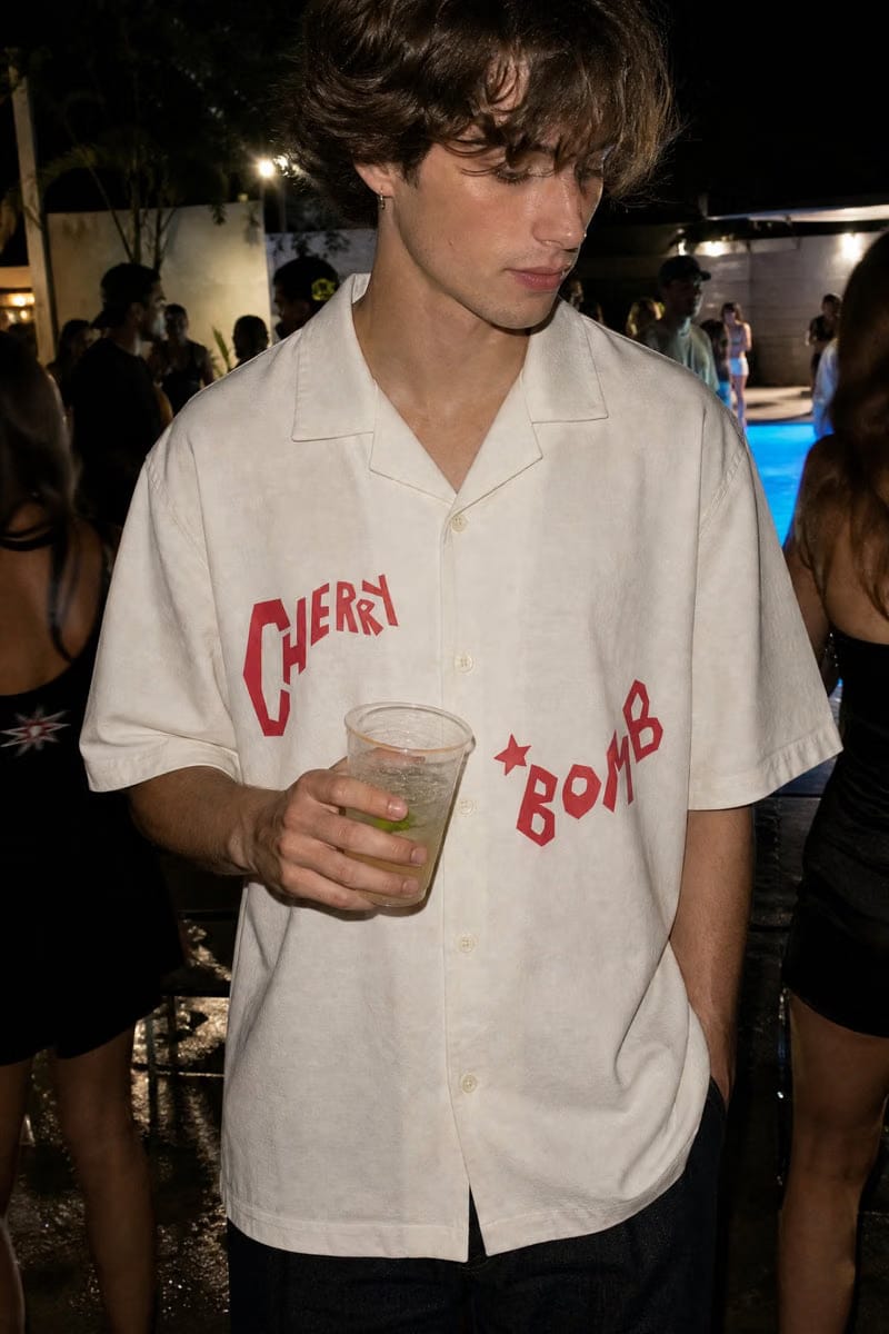 City Off Domes Cherry Fever Lanes White Bowling Shirt