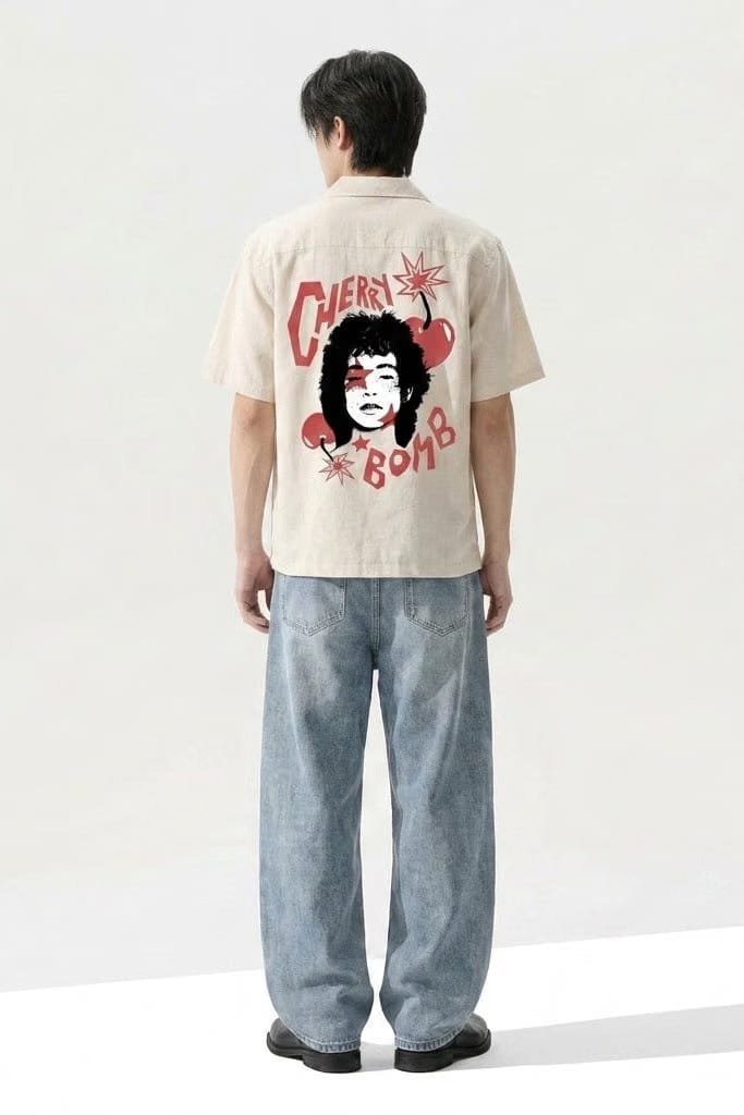 City Off Domes Cherry Fever Lanes White Bowling Shirt