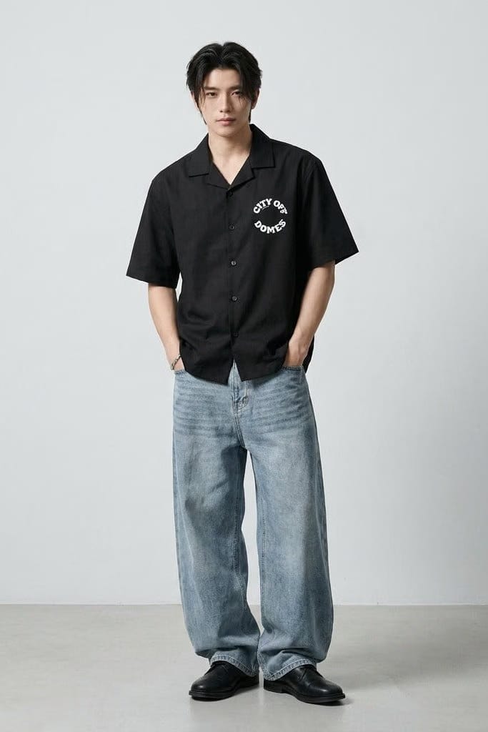 City Off Domes Dynasty Wear Black Bowling Shirt