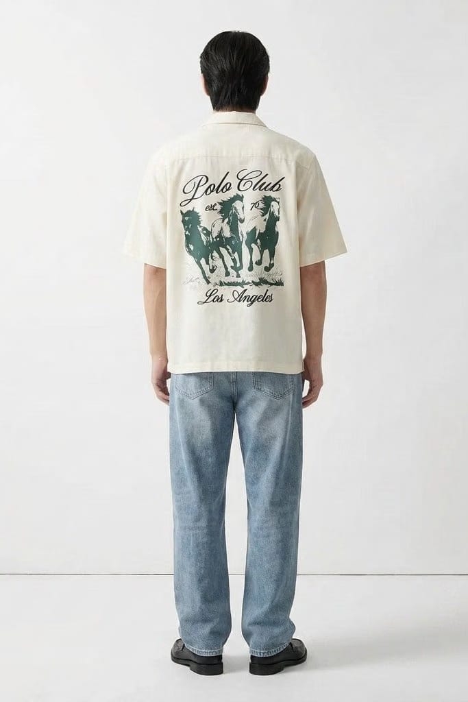 City Off Domes Polo Club White Bowling Shirt