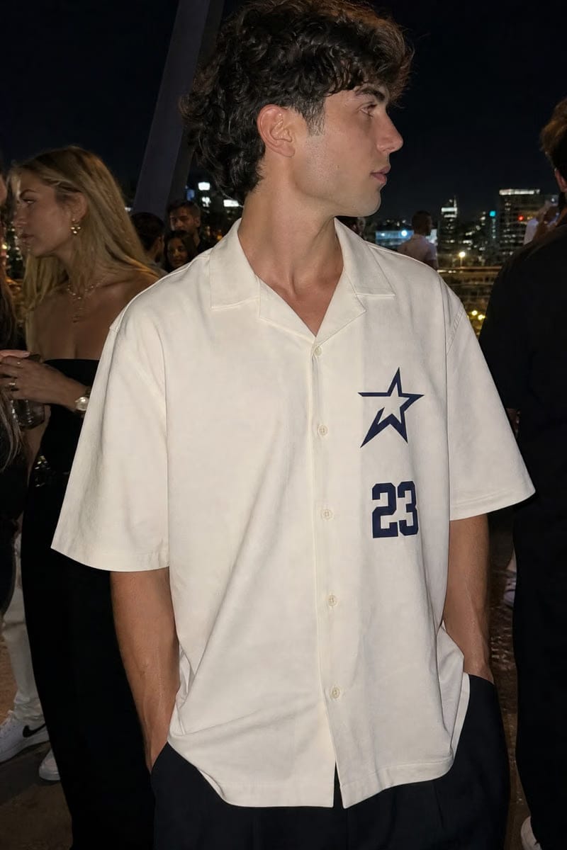 City Off Domes Rise Within White Bowling Shirt