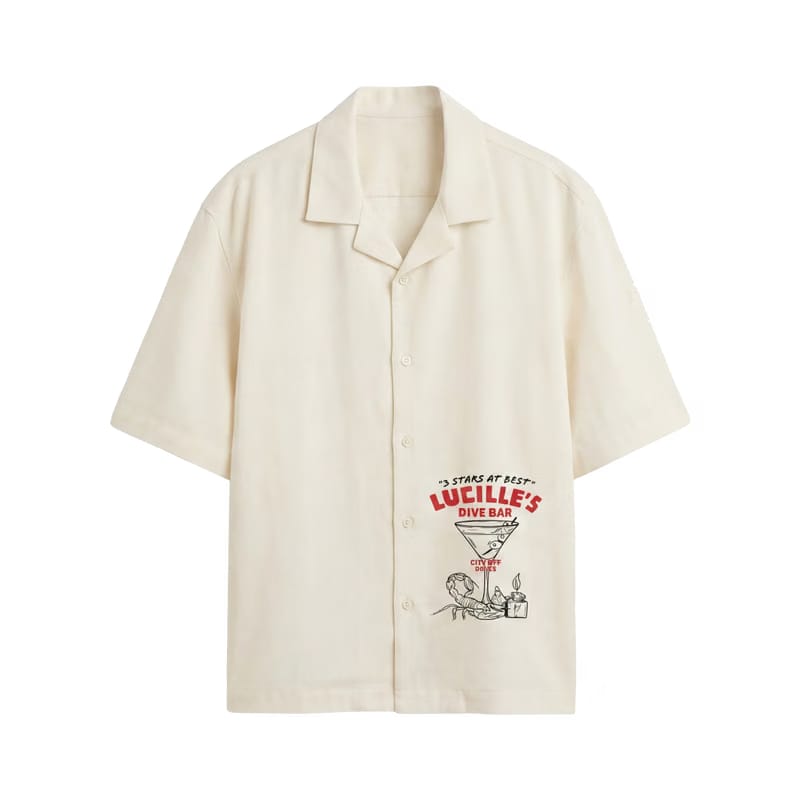 City Off Domes Silent Artwork White Bowling Shirt
