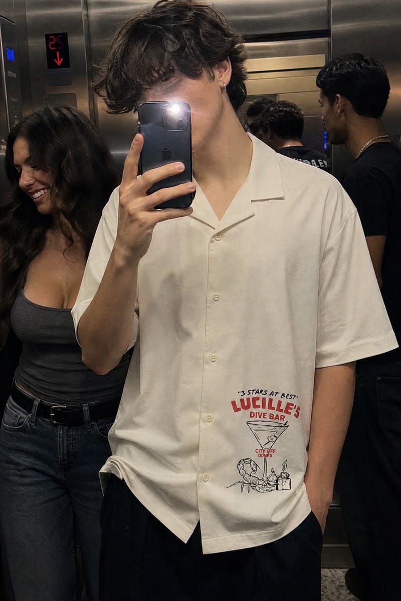 City Off Domes Silent Artwork White Bowling Shirt
