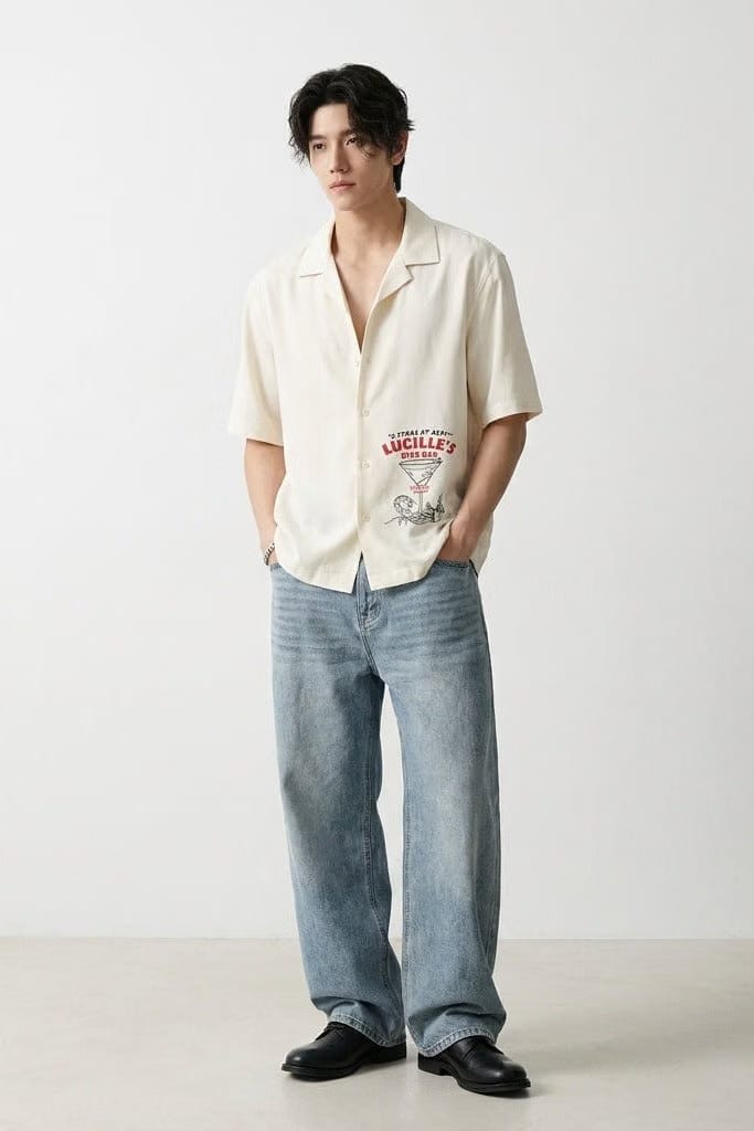 City Off Domes Silent Artwork White Bowling Shirt