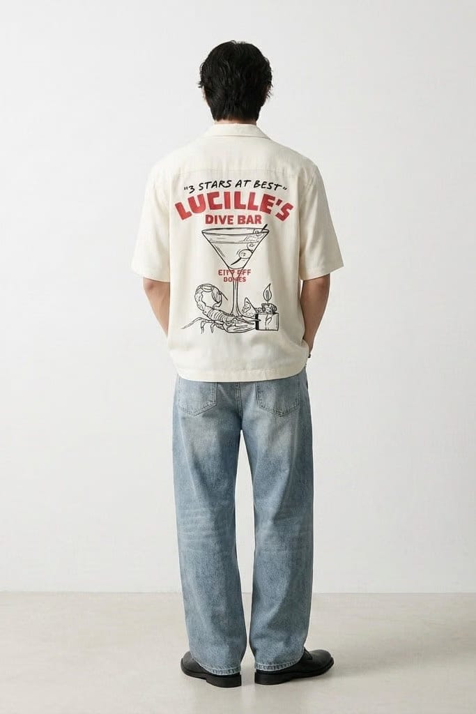 City Off Domes Silent Artwork White Bowling Shirt