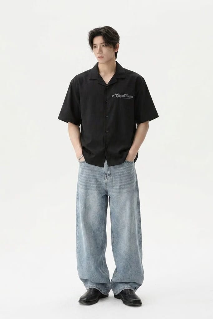 City Off Domes Subtle State Black Bowling Shirt